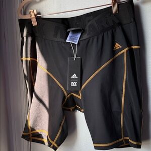 Adidas Black Shorts with Gold Detailing